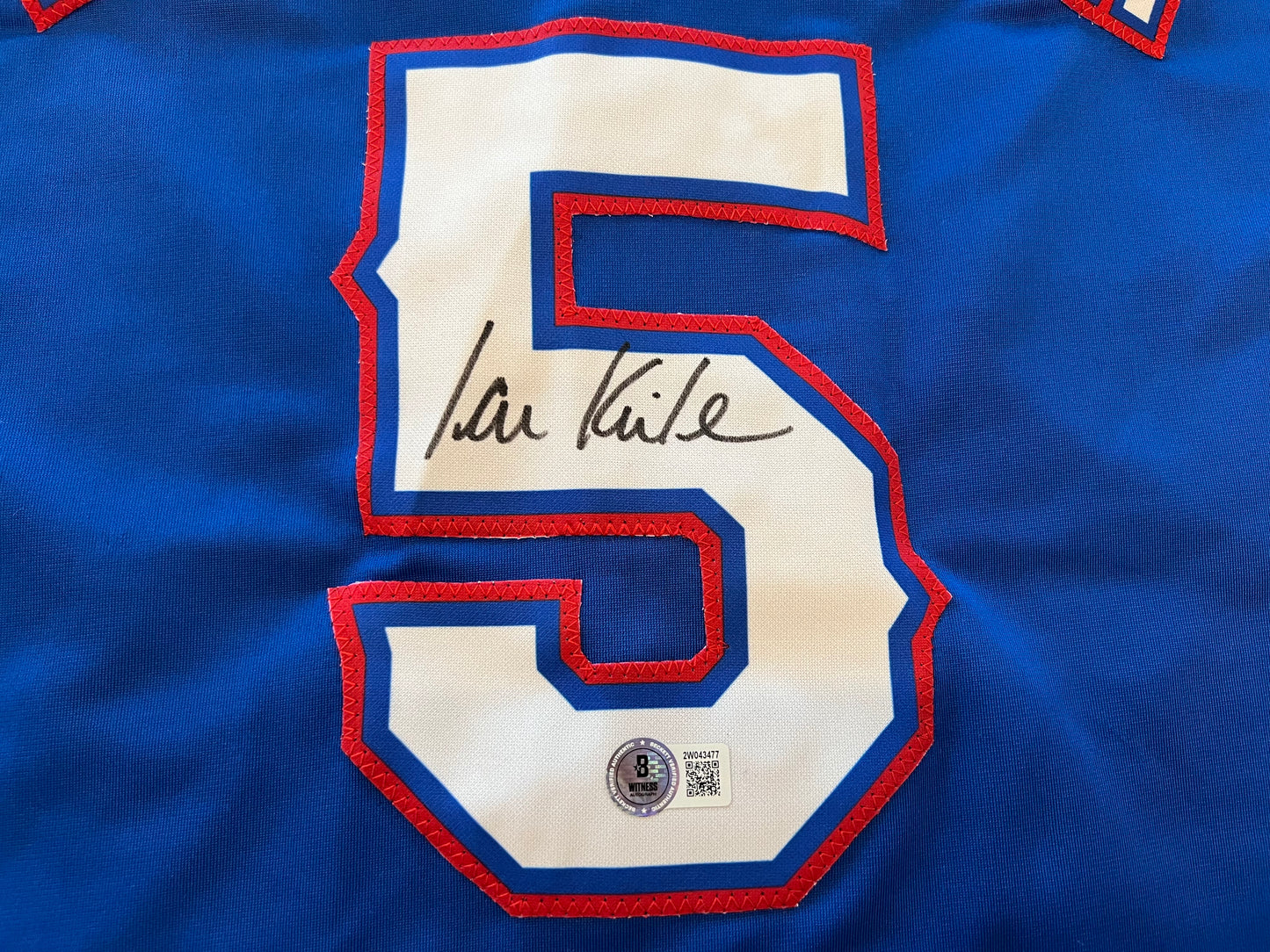 IAN KINSLER TEXAS RANGERS SIGNED BLUE JERSEY BAS COA