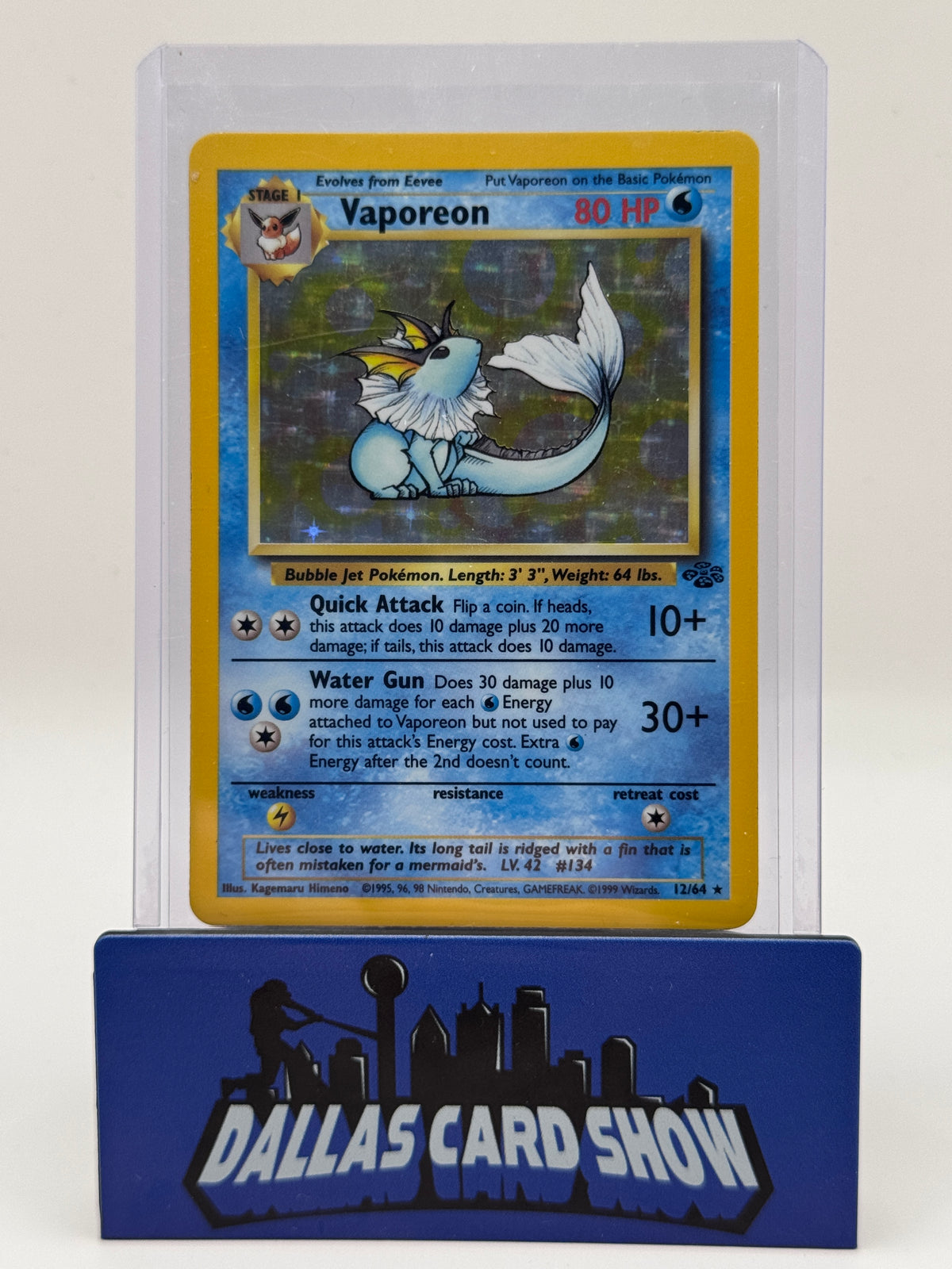 1999 Pokemon - Vaporeon (Holo) - 12/64 Jungle Unlimited LP