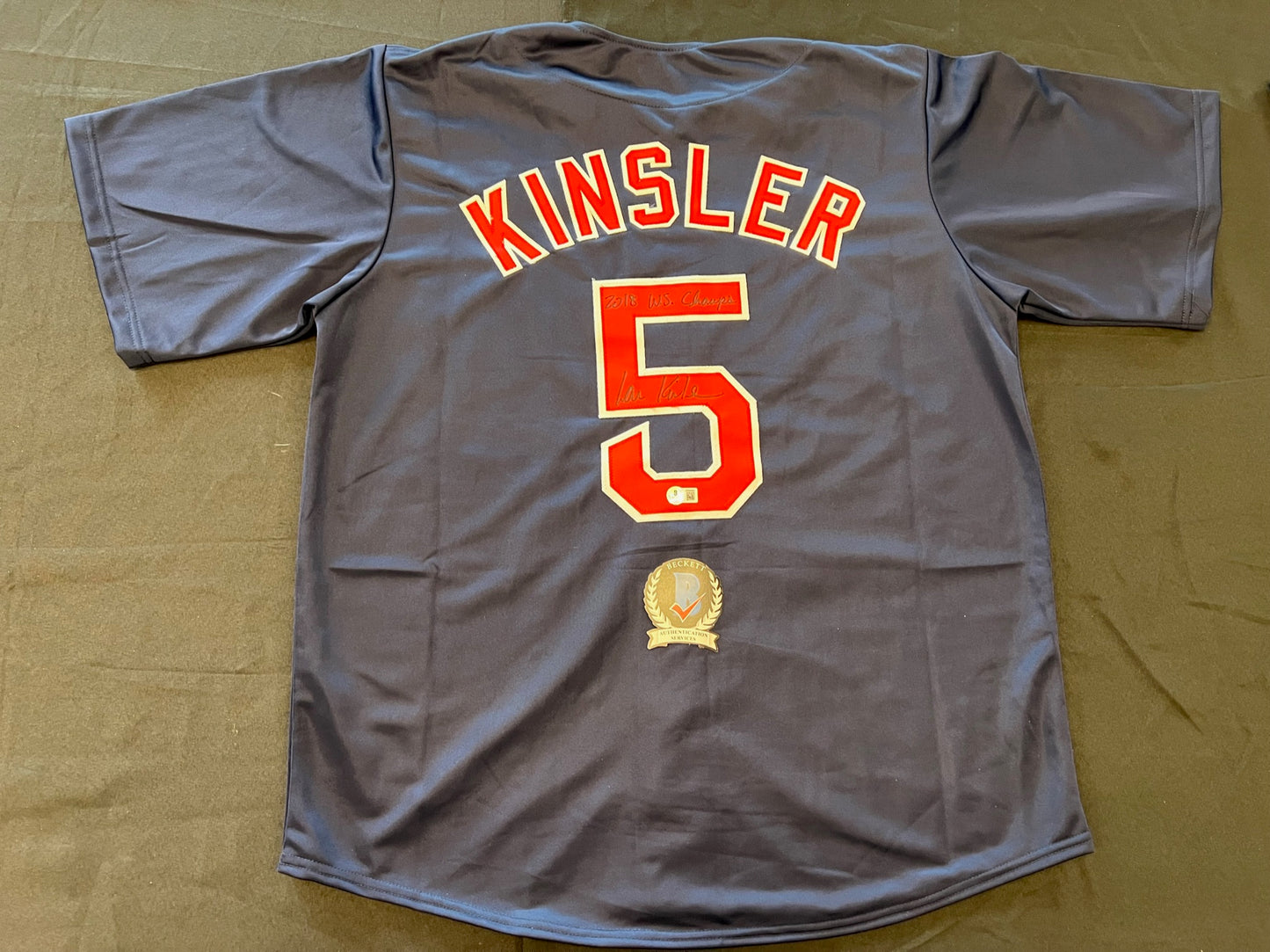 IAN KINSLER BOSTON RED SOX SIGNED JERSEY w/ 2018 WS Champs BAS COA