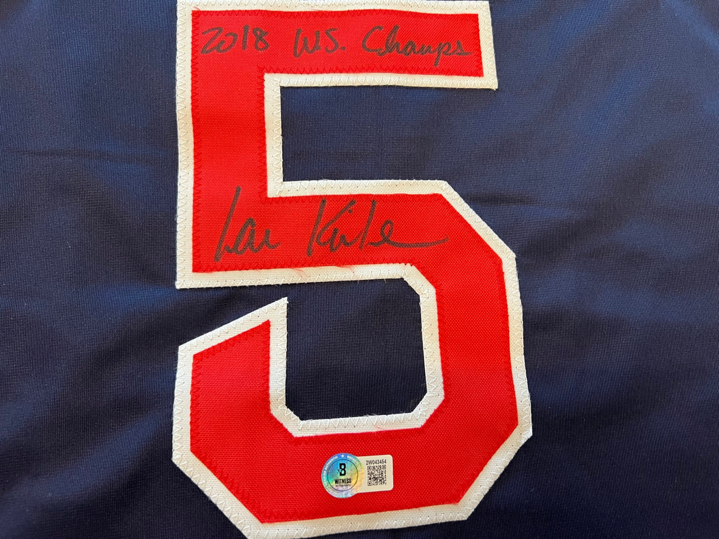 IAN KINSLER BOSTON RED SOX SIGNED JERSEY w/ 2018 WS Champs BAS COA