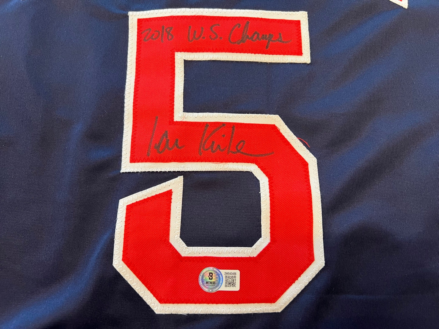 IAN KINSLER BOSTON RED SOX SIGNED JERSEY w/ 2018 WS Champs BAS COA