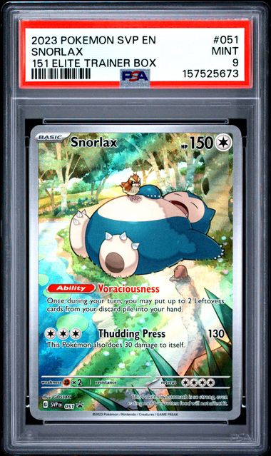 2023 Pokemon - Snorlax (Illustration Rare) - SVP051 151 Elite Trainer Box PSA 9