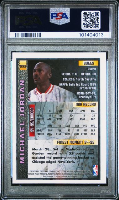 1995 Topps Finest #229 Michael Jordan W/Coating PSA 8