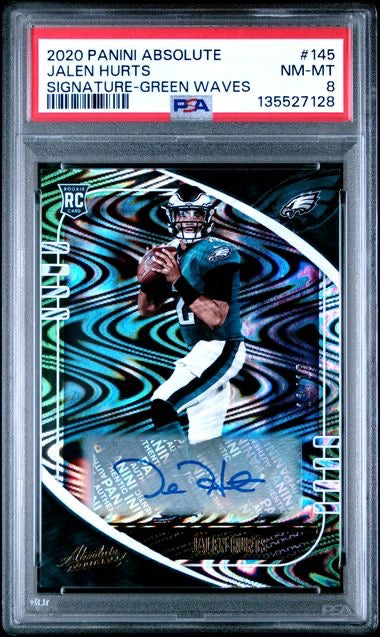 2020 Panini Absolute #145 Jalen Hurts Green Wave Signatures /15 PSA 8