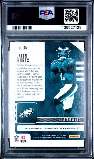 2020 Panini Absolute #145 Jalen Hurts Green Wave Signatures /15 PSA 8