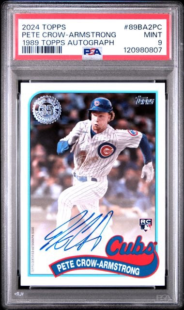 2024 Topps Pete Crow-Armstrong 1989 Topps Rookie RC Autograph PSA 9