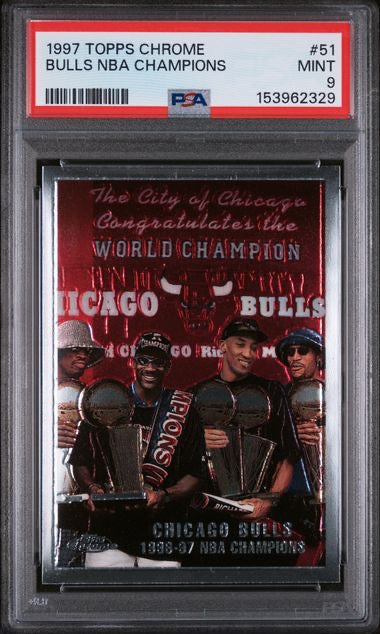 1997 Topps Chrome Bulls NBA Champions PSA 9