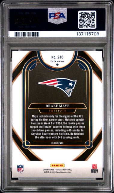 2024 Panini Select #218 Drake Maye Green & Yellow Shock PSA 9