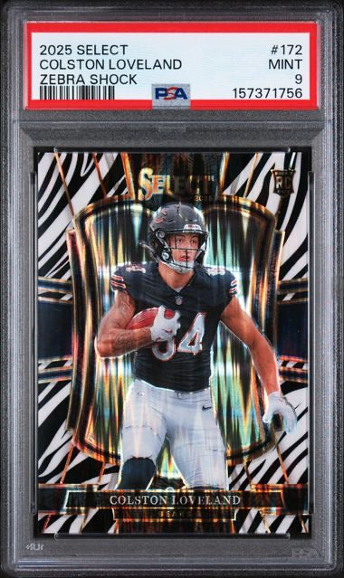 2025 Panini Select #172 Colston Loveland Zebra Shock PSA 9
