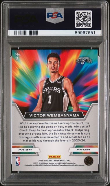 2023 Panini Prizm #3 Victor Wembanyama Instant Impact Silver Rookie RC PSA 10