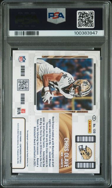 2022 Zenith #109 Chris Olave Rookie Ticket Autograph /23 PSA 10
