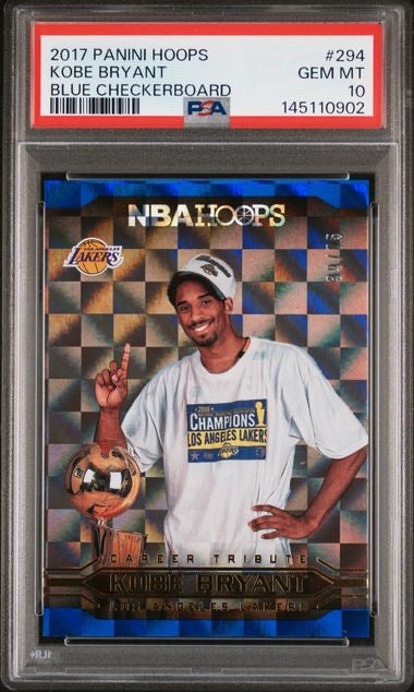 2017 Panini Hoops #294 Kobe Bryant Blue Checkerboard /75 PSA 10