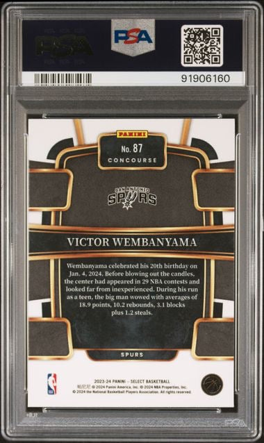 2023 Panini Select #87 Victor Wembanyama Blue Rookie RC PSA 10