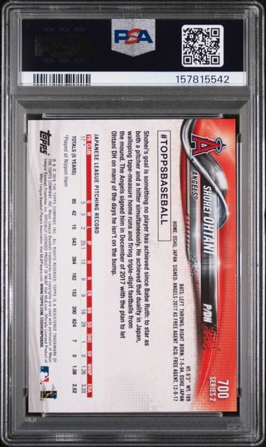 2018 Topps #700 Shohei Ohtani Pitching Rookie RC PSA 8