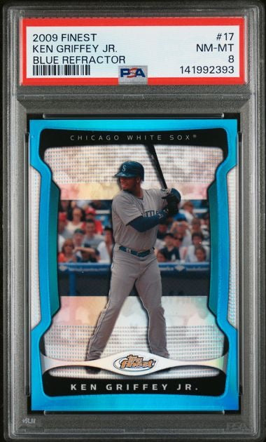 2009 Topps Finest #17 Ken Griffey Jr. Blue Refractor /399 PSA 8