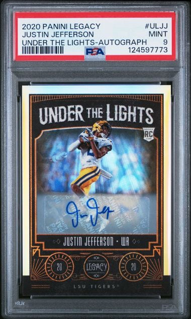 2020 Panini Legacy #ULJJ Justin Jefferson Under the Lights Autograph PSA 9
