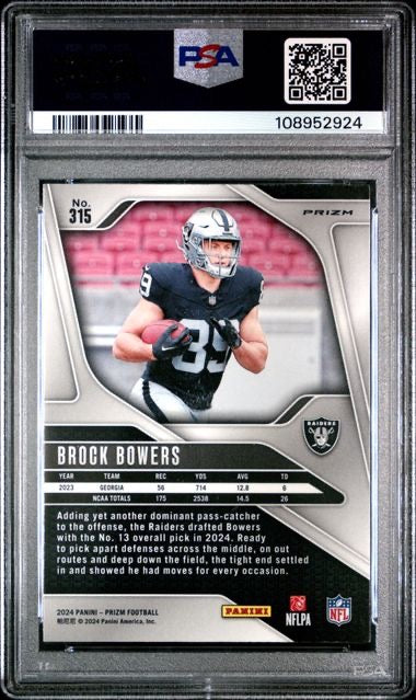 2024 Panini Prizm #315 Brock Bowers Silver PSA 10