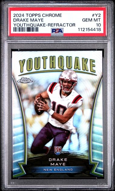 2024 Topps Chrome Drake Maye RC Youthquake Refractor Rookie PSA 10