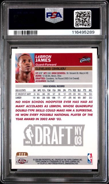 2003 Topps Chrome #111 Lebron James Rookie RC PSA 9