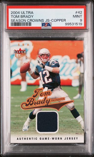 2004 Fleer Ultra #42 Tom Brady Season Crowns Jersey Copper /349 PSA 9
