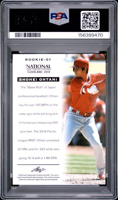 2018 Leaf National Convention #1 Shohei Ohtani Rookie Gold /50 PSA 9