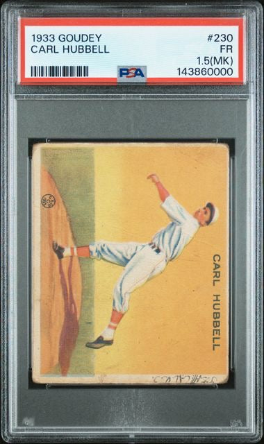 1933 Goudey #230 Carl Hubbell Rookie RC PSA 1.5(MK)