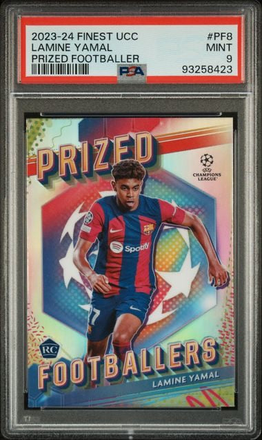2023-24 Finest UCC #PF8 Lamine Yamal Prized Footballer Rookie RC PSA 9