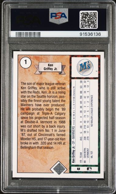 1989 Upper Deck #1 Ken Griffey Star Rookie RC PSA 8