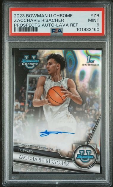 2023 Bowman U Chrome Zaccharie Risacher 1st Bowman Lava Refractor Auto /199 PSA 9