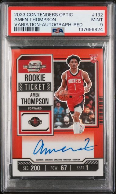 2023 Contenders Optic #132 Amen Thompson Red Rookie Ticket Variation /99 PSA 9