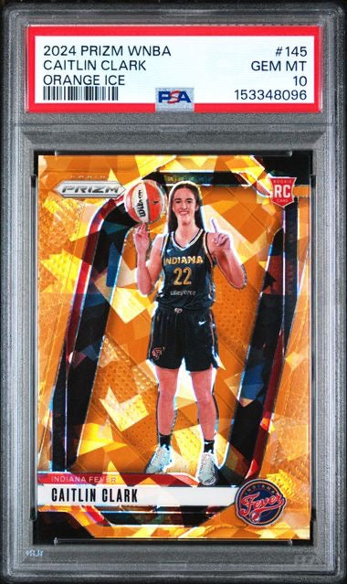 2024 Panini Prizm #145 Caitlin Clark Orange Ice Rookie RC PSA 10