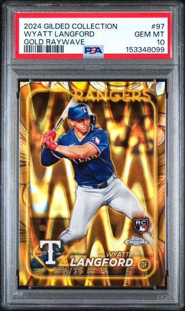 2024 Topps Chrome Gilded #97 Wyatt Langford Gold Raywave /25 Rookie RC PSA 10