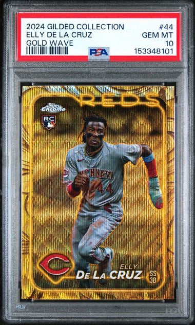 2024 Topps Chrome Gilded #44 Elly De La Cruz Gold Wave Rookie RC /75 PSA 10