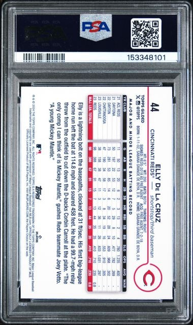2024 Topps Chrome Gilded #44 Elly De La Cruz Gold Wave Rookie RC /75 PSA 10