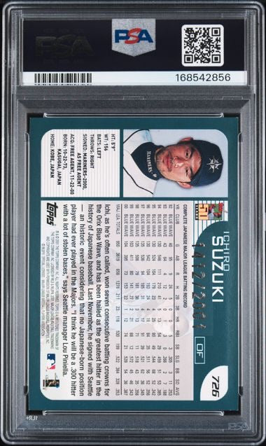 2001 Topps #726 Ichiro Suzuki Gold Rookie /2001 PSA 7