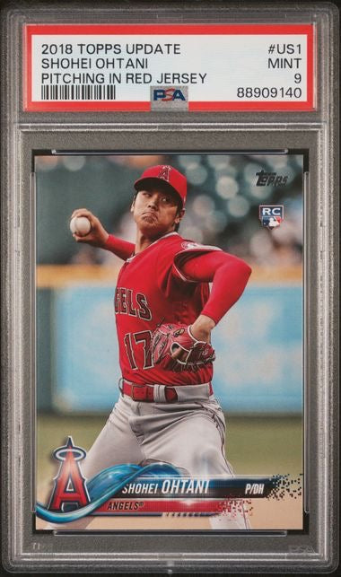 2018 Topps Update #US1 Shohei Ohtani Pitching Red Jersey PSA 9