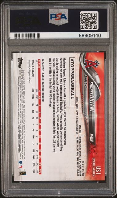 2018 Topps Update #US1 Shohei Ohtani Pitching Red Jersey PSA 9