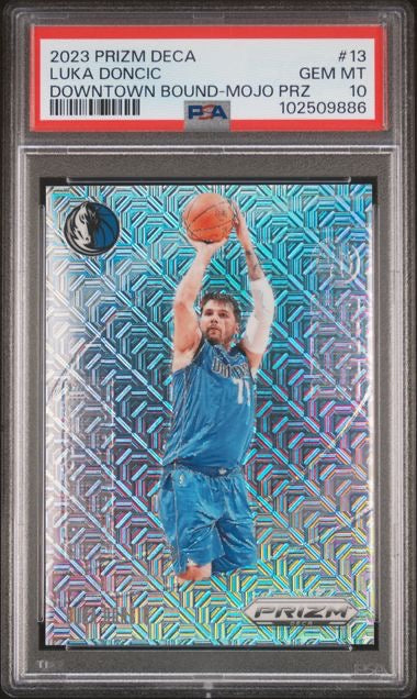 2023 Panini Prizm Deca Luka Doncic Downtown Bound-Mojo /25 PSA 10