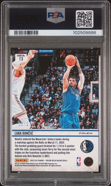 2023 Panini Prizm Deca Luka Doncic Downtown Bound-Mojo /25 PSA 10