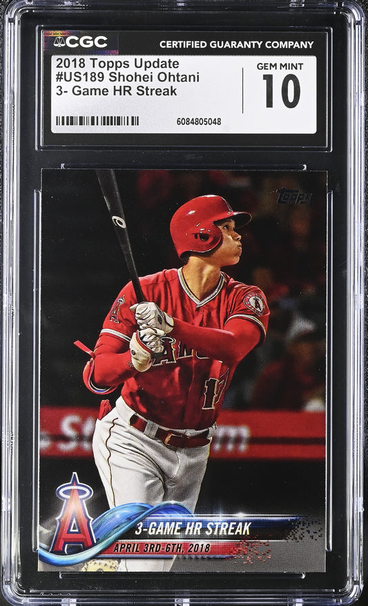 2018 Topps Update #US189 Shohei Ohtani 3-Game HR Streak CGC 10