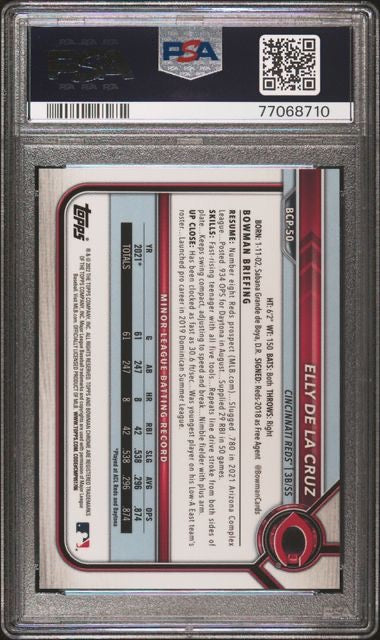 2022 Bowman Chrome #BCP50 Elly De La Cruz Fuchsia Lava Refractor /299 PSA 9