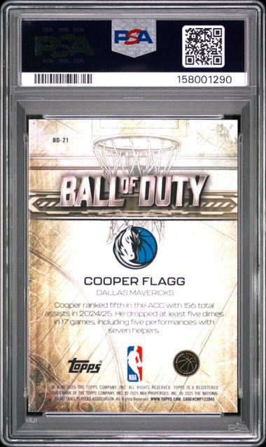 2025 Topps Chrome #BD-21 Cooper Flagg Ball of Duty Rookie RC PSA 10