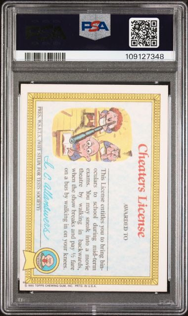 1985 Garbage Pail Kids #8a Adam Bomb Stickers PSA 6