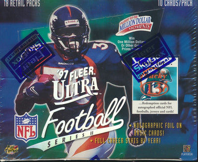 1997 FLEER ULTRA 2 RETAIL FOOTBALL SEALED BOX 18 PACKS, 10 CARDS PER PACK