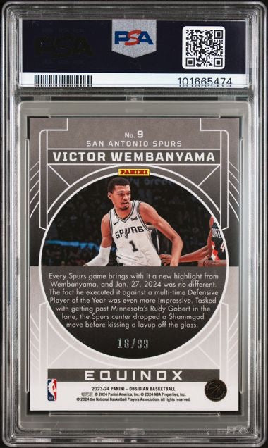 2023-24 Panini Obsidian #9 Victor Wembanyama Equinox Rookie /99 PSA 9