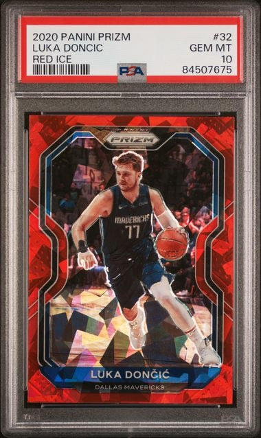 2020 Panini Prizm #32 Luka Doncic Red Cracked Ice PSA 10