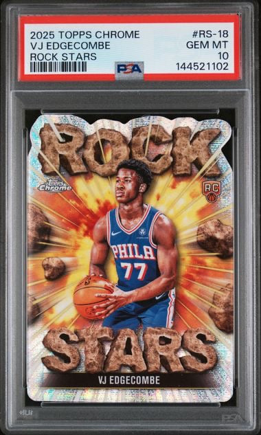 2025-26 Topps Chrome #RS-18 VJ Edgecombe Rock Stars Case Hit Rookie RC PSA 10