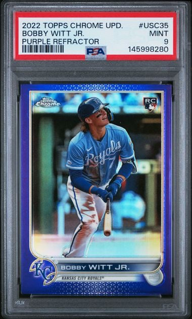 2022 Topps Chrome Update #USC35 Bobby Witt Jr Purple Refractor Rookie RC PSA 9