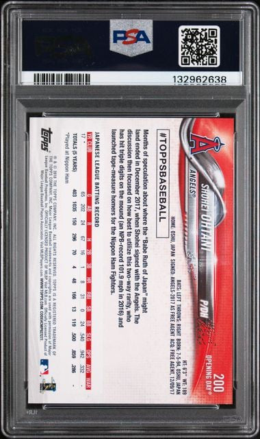 2018 Topps Opening Day Shohei Ohtani Rookie RC PSA 9