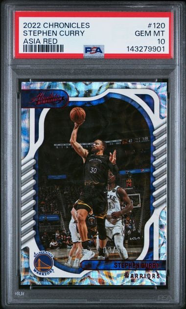 2022-23 Panini Absolute Chronicles #120 Stephen Curry Asia Red /48 PSA 10